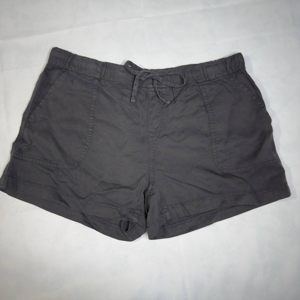GAP Women M Pull On Shorts Gray Tencel Nine Iron Drawstring Cargo Mid Comfort
